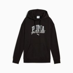 Bluza sportowa damska z kapturem Puma. Czarne bluzy sportowe damskie Puma, m, z aplikacjami, z bawełny, z kapturem, do biegania. Za 206.35 zł.