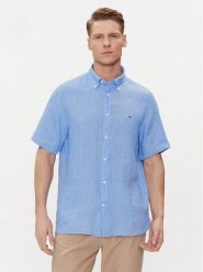 Tommy Hilfiger Koszula MW0MW35207 Niebieski Regular Fit. Niebieskie koszule męskie Tommy Hilfiger, m, bez wzorów, ze lnu, bez kołnierzyka, bez ramiączek. Za 259.99 zł.