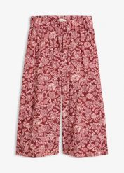 Spodnie culotte z przyjemnej w dotyku popeliny. Czerwone spodnie materiałowe damskie bonprix, bez wzorów. Za 124.99 zł.
