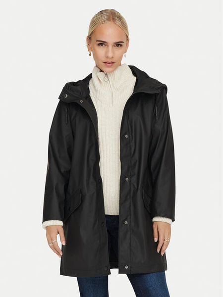 ONLY Kurtka przeciwdeszczowa Elisa 15261734 Czarny Regular Fit. Czarne kurtki damskie Only, s, bez wzorów, z syntetyku, bez kaptura. Za 169.99 zł.