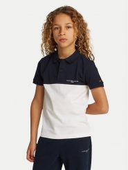 Tommy Hilfiger Polo KB0KB09527 Granatowy Regular Fit. Niebieskie t-shirty dla chłopców Tommy Hilfiger, bez wzorów, z bawełny, bez ramiączek. Za 149.99 zł.
