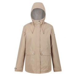 Kurtka turystyczna damska Regatta Broadia parka przeciwdeszczowa. Brązowe kurtki damskie Regatta, na zimę, l, bez wzorów, z materiału, eleganckie, z kapturem. Za 228.15 zł.