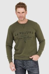 LA MARTINA Zielona bluza męska z vintage logo, Rozmiar 3XL. Zielone bluzy męskie La Martina, l, bez wzorów, bez kaptura. W wyprzedaży za 380.99 zł.