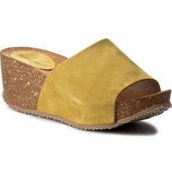Klapki SERGIO BARDI - Catherine FS127242317KD 852. Żółte klapki damskie Sergio Bardi, w paski, ze skóry. W wyprzedaży za 99.00 zł.