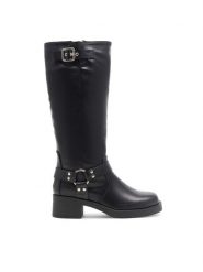 Jenny Fairy Kozaki Mia HY96158-3 Czarny. Czarne kozaki damskie Jenny Fairy, ze skóry, bez obcasa, na płaskiej podeszwie. Za 137.99 zł.