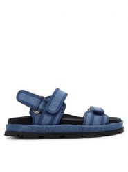 Pollini Sandały SA16244G1MTQ0707 Niebieski. Niebieskie sandały damskie Pollini, bez wzorów, z materiału, bez obcasa, na płaskiej podeszwie, bez zapięcia. Za 1,189.00 zł.