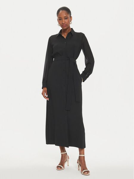 Marella Sukienka koszulowa Uruguay 2423226113 Czarny Regular Fit. Czarne sukienki damskie Marella, bez wzorów, z syntetyku, bez kołnierzyka, bez ramiączek, koszulowe. Za 649.00 zł.