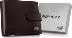 Rovicky Skórzany portfel męski z systemem RFID zamykany na zatrzask - Rovicky NoSize. Portfele męskie ROVICKY, bez wzorów. Za 143.26 zł.