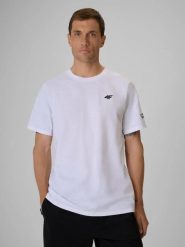 T-shirt regular z nadrukiem męski 4F 4FRSS26TTSHM3994. Białe t-shirty męskie 4f, l, bez wzorów, z bawełny, klasyczne, bez kołnierzyka. Za 68.99 zł.