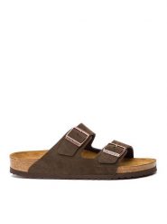 Birkenstock Klapki Arizona zamsz 0951313 Brązowy. Brązowe klapki damskie Birkenstock, bez wzorów, ze skóry, bez obcasa. Za 459.99 zł.