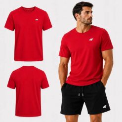 T-SHIRT MĘSKI 4F KOSZULKA BAWEŁNIANA SPORTOWA TTSHM3341 SS26. Czarne koszulki sportowe męskie 4f, m, bez wzorów, z bawełny, bez kołnierzyka, bez ramiączek, na fitness i siłownię. Za 49.99 zł.