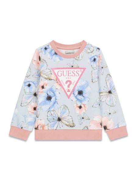 Guess Bluza K6RQ02 KA6R4 Niebieski Regular Fit. Niebieskie bluzy dla dziewczynek Guess, z aplikacjami, z bawełny, bez ramiączek, bez kaptura. Za 109.99 zł.