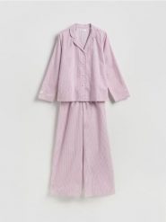 Dwuczęściowa piżama z bawełny - fioletowy. Fioletowe piżamy damskie Reserved, l, bez wzorów, z bawełny, bez ramiączek. Za 149.99 zł.