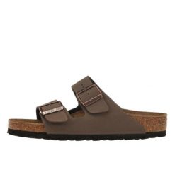 Klapki turystyczne uniseks Birkenstock Arizona 181. Brązowe klapki damskie Birkenstock, bez wzorów, z materiału. Za 571.00 zł.