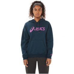 Bluza dresowa sportowa damska Asics Big OTH Hoodie. Niebieskie bluzy damskie Asics, xs, bez wzorów, z bawełny, bez kaptura. Za 210.20 zł.