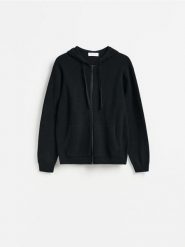 Rozpinany sweter z kapturem - czarny. Czarne kardigany męskie Reserved, l, bez wzorów, z bawełny. Za 139.99 zł.