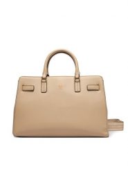 Tommy Hilfiger Torebka Th Joy Satchel AW0AW19067 Beżowy. Brązowe torebki do ręki damskie Tommy Hilfiger, bez wzorów, ze skóry, bez dodatków. Za 649.99 zł.