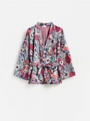 Wzorzysta marynarka - wielobarwny. Żakiety damskie Reserved, l, bez wzorów, z tkaniny. Za 139.99 zł.