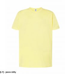 T-shirt JHK TSRA 150 - męski z krótkim rękawem wzmocniony lycrą ściągacz, 100% bawełna, 155-160g - jasno żółty L. Żółte t-shirty męskie JHK, l, bez wzorów, z bawełny, bez kołnierzyka. Za 20.50 zł.