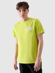 4F T-shirt regular z nadrukiem męski - zielony M. Zielone koszulki sportowe męskie 4f, m, bez wzorów, z bawełny, klasyczne, bez kołnierzyka. W wyprzedaży za 29.99 zł.