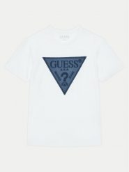 Guess T-Shirt L5RI14 K8HM4 Biały Regular Fit. Białe t-shirty dla chłopców Guess, z aplikacjami, z bawełny, bez ramiączek. Za 69.99 zł.