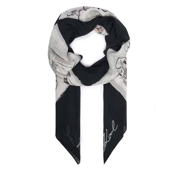 Chusta KARL LAGERFELD. Szare szaliki i chusty damskie KARL LAGERFELD, bez wzorów. Za 429.99 zł.