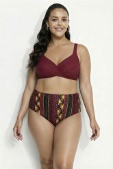 Damskie Bikini wzór boho miękkie miseczki regulowane ramiączka. Fioletowe bikini damskie Ulla Popken, plus size, bez wzorów, plus size. Za 191.99 zł.