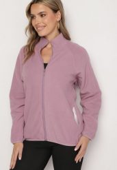 Fioletowa Bluza na Suwak o Prostym Kroju ze Stójką i Kieszeniami Esamira. Fioletowe bluzy damskie Born2be, l, bez wzorów, z jeansu, bez kaptura. Za 24.99 zł.