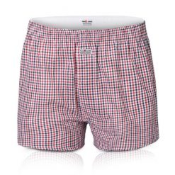 Męskie Bokserki Bawełniane - Pako Jeans - Drobna Kratka, Czerwień. Czerwone bokserki męskie Pako Jeans, l, bez wzorów, z bawełny. Za 33.00 zł.