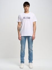 Koszulka męska o klasycznym kroju biała Bruno 101. Białe t-shirty męskie Big Star, l, bez wzorów, z bawełny, eleganckie, bez kołnierzyka. Za 99.99 zł.