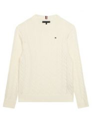 Tommy Hilfiger Sweter KB0KB09753 Biały Regular Fit. Białe swetry dla chłopców Tommy Hilfiger, bez wzorów, z bawełny, bez kołnierzyka, bez kaptura. Za 269.99 zł.
