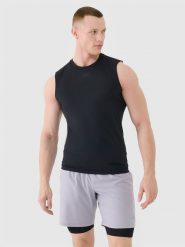 Чоловіча швидковисихаюча майка tank top для тренувань - чорний. T-shirty męskie 4f, m, bez wzorów, bez kołnierzyka. W wyprzedaży za 439.90 zł.