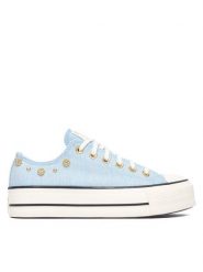 Converse Trampki Chuck Taylor All Star Heathered Glam A17596C Niebieski. Niebieskie trampki i tenisówki damskie Converse, bez wzorów, z materiału, retro, bez zapięcia. Za 419.99 zł.