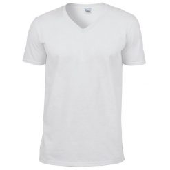 Męska Koszulka Krótki Rękaw Soft Style. Białe koszulki sportowe męskie Gildan, m, bez wzorów, bez kołnierzyka, bez ramiączek, trekkingowe. Za 31.99 zł.
