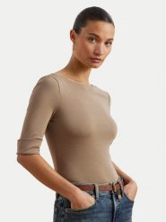 LAUREN RALPH LAUREN Bluzka 200654963191 Beżowy Slim Fit. Brązowe koszule damskie Lauren Ralph Lauren, xl, bez wzorów, z bawełny, bez kołnierzyka, bez ramiączek. Za 159.99 zł.