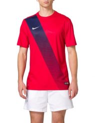 Koszulka Nike Football Męska Czerwona/Niebieska. Białe koszulki sportowe męskie Nike, m, bez wzorów, z materiału, bez kołnierzyka, bez ramiączek, na fitness i siłownię. Za 163.20 zł.