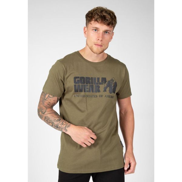 Classic Koszulka - zielony. Zielone koszulki sportowe męskie GORILLA WEAR, s, bez wzorów, z bawełny, bez kołnierzyka, bez ramiączek, na fitness i siłownię. Za 178.00 zł.