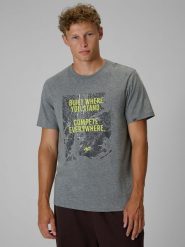 4F T-shirt regular z nadrukiem męski - szara M. Szare t-shirty męskie 4f, m, bez wzorów, z bawełny, klasyczne, bez kołnierzyka. Za 79.99 zł.