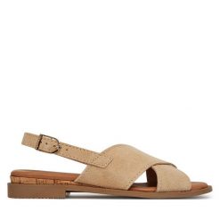 Sandały Tamaris. Brązowe sandały damskie Tamaris, bez wzorów, bez obcasa, na płaskiej podeszwie, bez zapięcia. Za 229.99 zł.