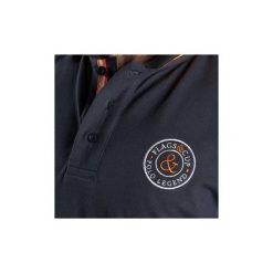 Koszulka polo do jazdy konnej Flags&Cup Mexico. Niebieskie koszule męskie FLAGS&CUP, bez wzorów, eleganckie, bez kołnierzyka, bez ramiączek. Za 230.50 zł.