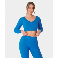 Bezszwowy longsleeve sportowy z wycięciem Carpatree Eris. Niebieskie obuwie sportowe damskie Carpatree, bez wzorów, na fitness i siłownię. W wyprzedaży za 118.99 zł.