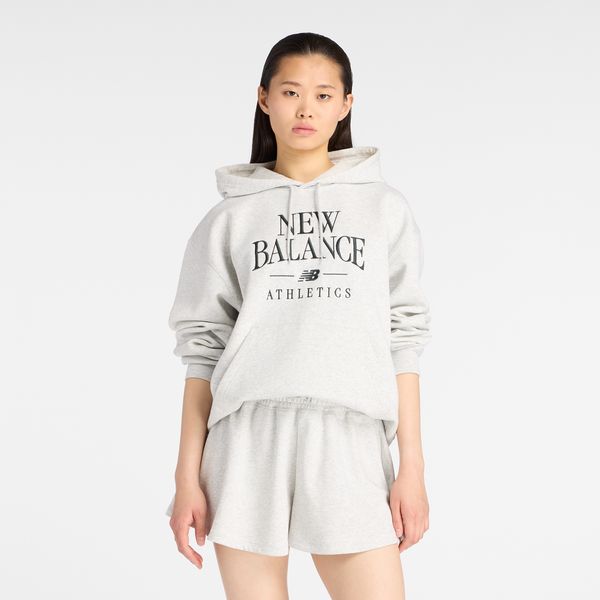 Bluza New Balance Trackside Hoodie. Szare bluzy damskie New Balance, s, bez wzorów, z bawełny, bez kaptura. Za 299.99 zł.