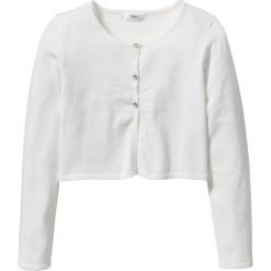 Sweter rozpinany bonprix biel wełny. Swetry dla dziewczynek bonprix. Za 44.99 zł.