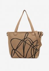 Brązowa Torebka Typu Shopper z Paskiem Crossbody w Abstrakcyjny Wzór Obelisse. Brązowe torby na ramię damskie Renee, bez wzorów, z jeansu, biznesowe, na ramię, bez dodatków. Za 44.99 zł.