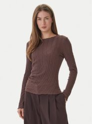 ONLY Bluzka Ella 15368469 Brązowy Slim Fit. Brązowe bluzki damskie Only, s, bez wzorów, z syntetyku, bez kołnierzyka, bez ramiączek. Za 109.99 zł.