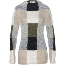 Sweter bonprix ciemnooliwkowo-czarno-kamienisty. Zielone swetry damskie bonprix. Za 109.99 zł.