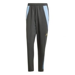 Spodnie dresowe przedmeczowe Argentyna 2024. Szare spodnie sportowe męskie Adidas, m, z aplikacjami, z dresówki, na fitness i siłownię. Za 237.70 zł.