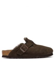 Birkenstock Klapki Boston Fur 1020529 Brązowy. Brązowe klapki damskie Birkenstock, bez wzorów, ze skóry, bez obcasa. Za 854.99 zł.