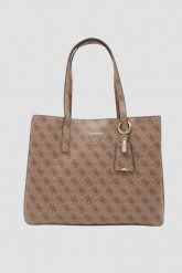 GUESS Brązowa damska shopperka Katya Multi. Brązowe torebki do ręki damskie Guess, z aplikacjami, ze skóry ekologicznej, bez dodatków. W wyprzedaży za 529.99 zł.
