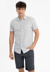 Bawełniana koszula, Regular Fit, C-TANDOR. Szare koszule męskie Volcano, na lato, l, bez wzorów, z bawełny, klasyczne, bez kołnierzyka, bez ramiączek. Za 129.99 zł.